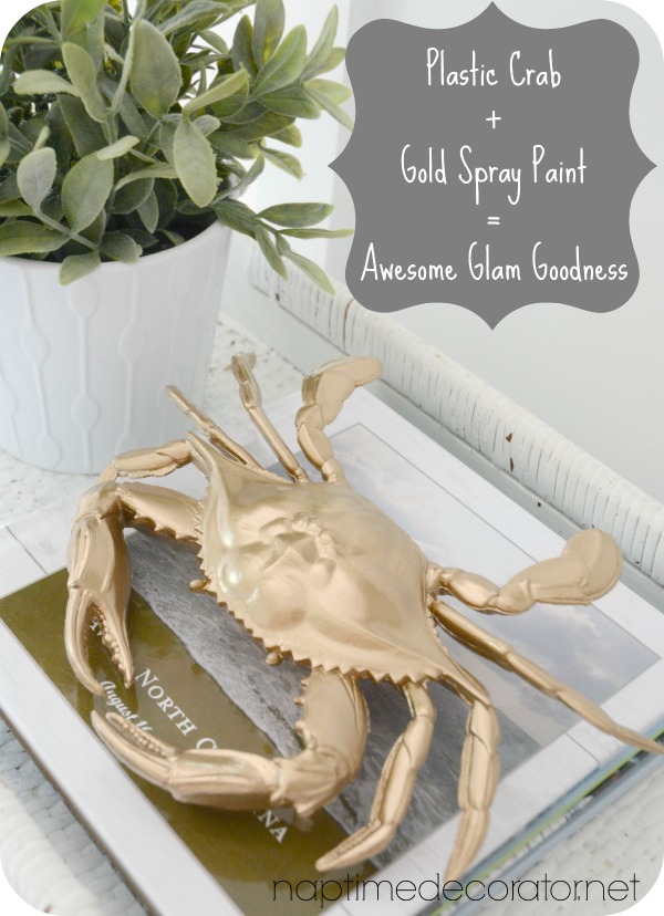 Plastic Crab + Gold Spray Paint = Awesome Glam Goodness